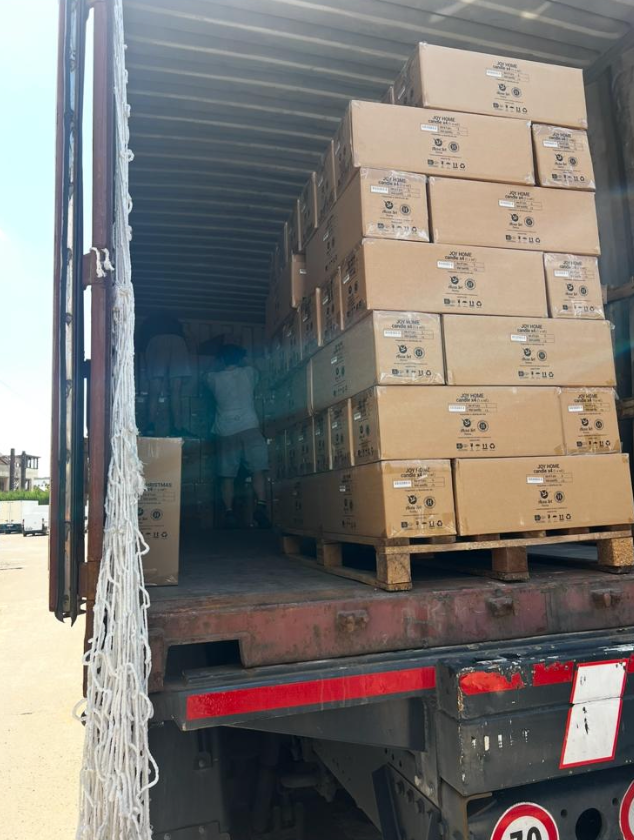 Boxes loaded inside container